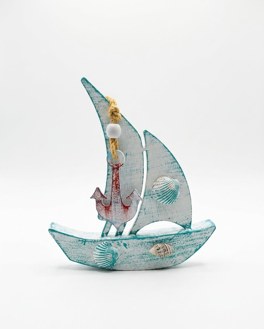 Nautical Wooden Sailboat Decor (30x25 cm)