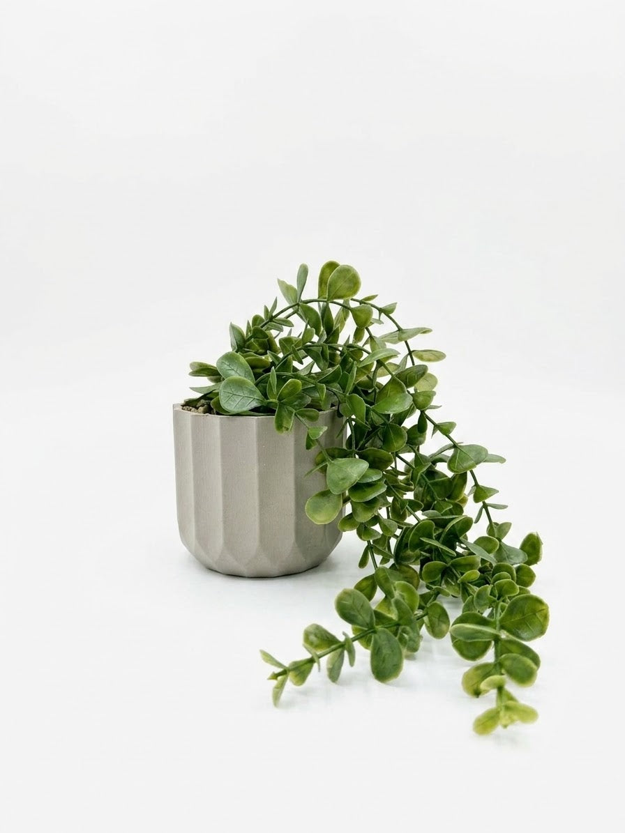 Modern Fluted Planter with Trailing Artificial Vine