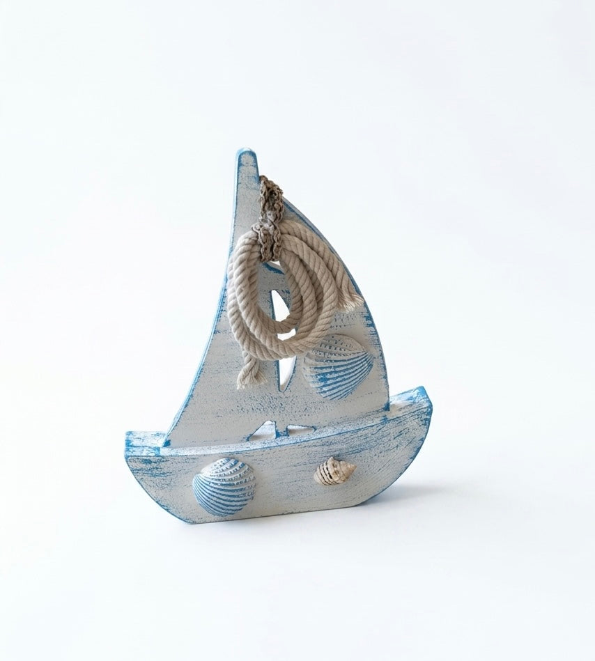 Nautical Wooden Sailboat Decor (30x25 cm)