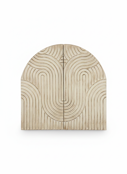 Arched Harmony: Hand-Carved Wooden Wall Art