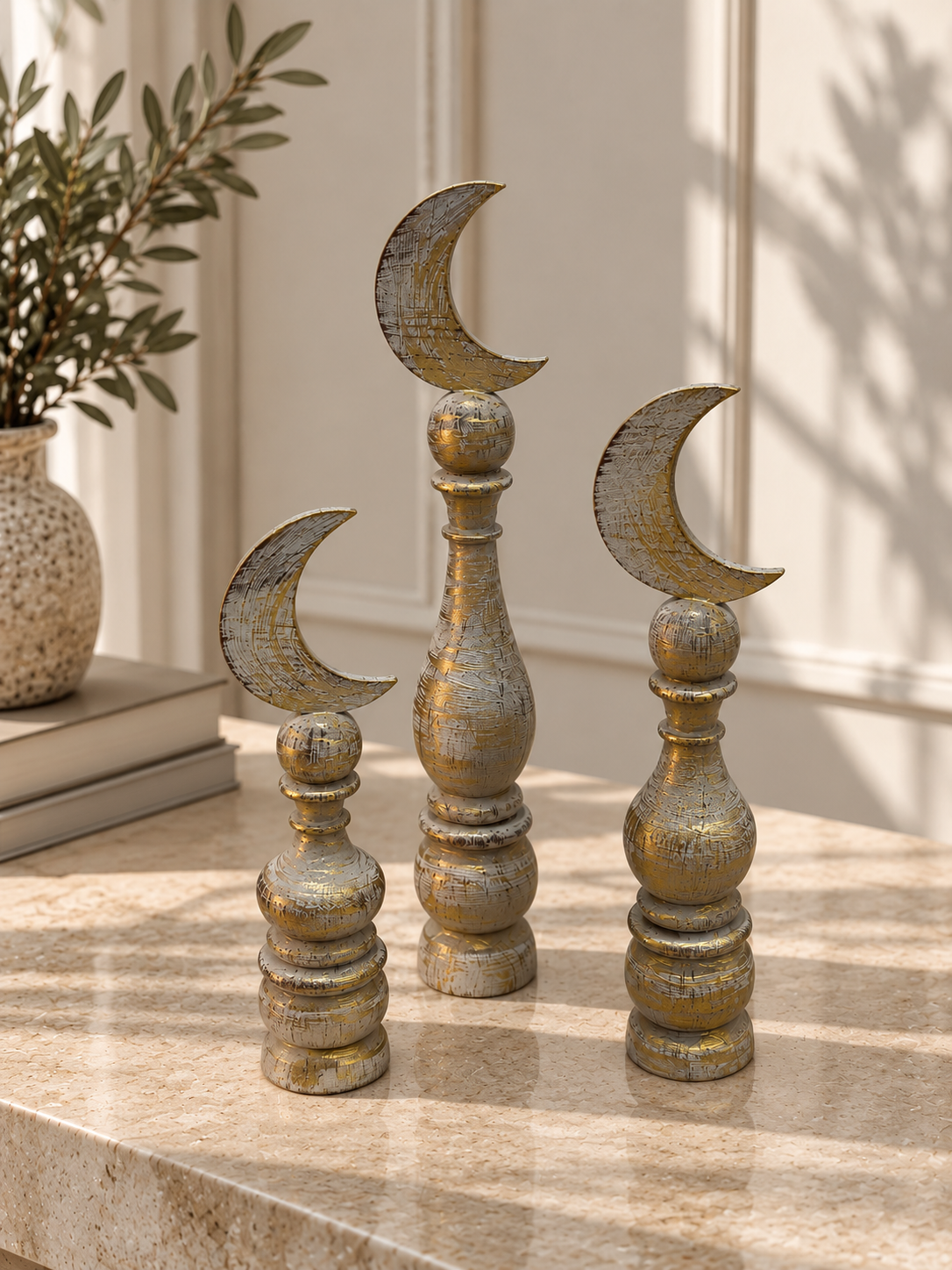 Artisan Crescent Moon Pedestal Trio
