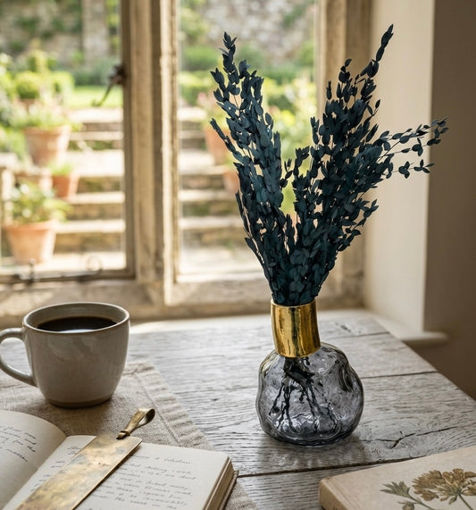 Midnight Eucalyptus & Gold-Collared Smoke Glass Set