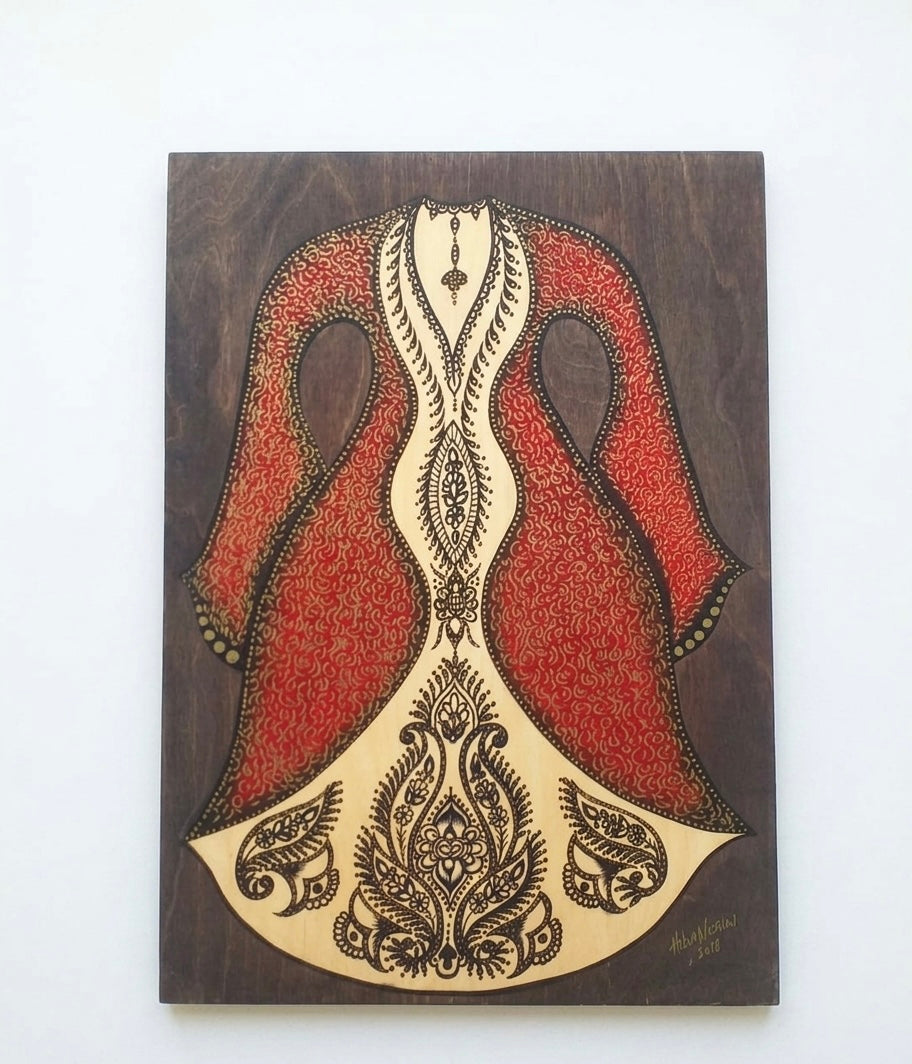 Ottoman Caftan Hand-Painted Wooden Wall Art