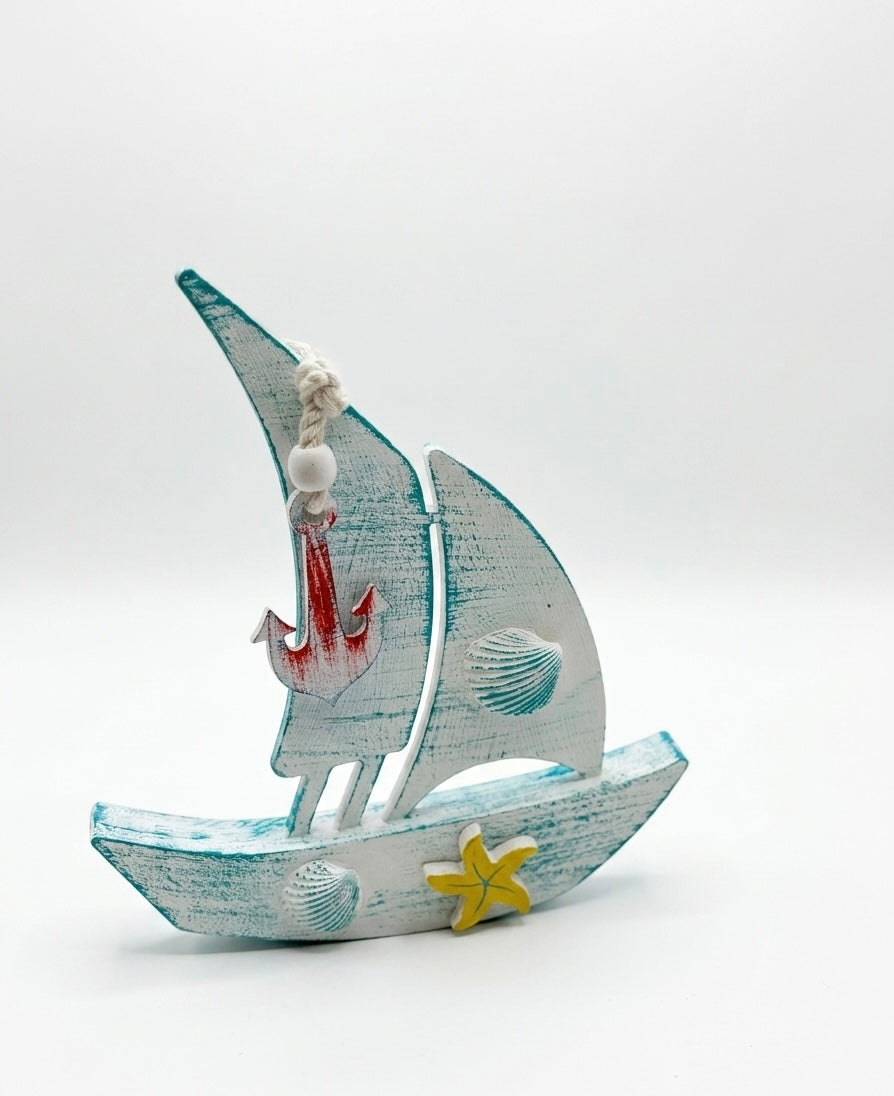 Nautical Wooden Sailboat Decor (30x25 cm)