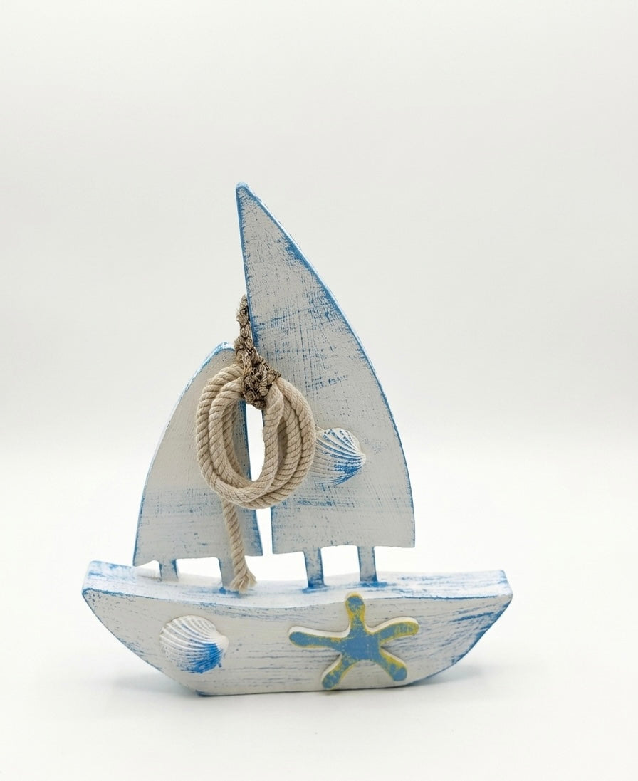 Nautical Wooden Sailboat Decor (30x25 cm)