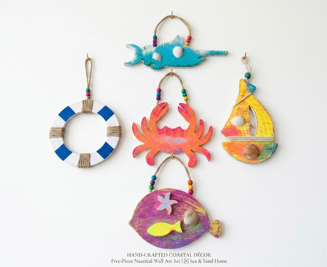 Coastal Charm Nautical Wall Art Set – 5 Pieces