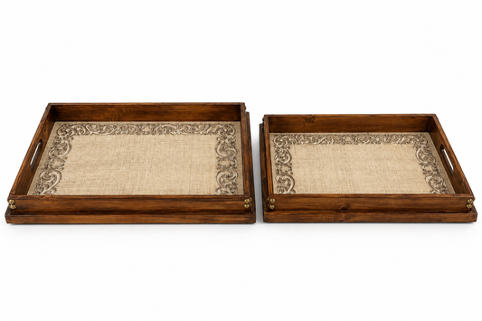Heritage Rectangular Carved Wooden Trays