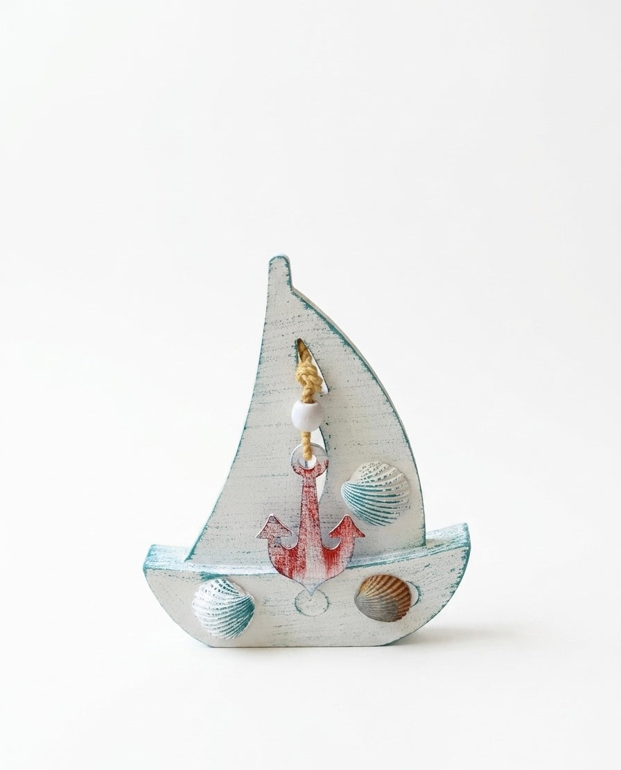 Nautical Wooden Sailboat Decor (30x25 cm)