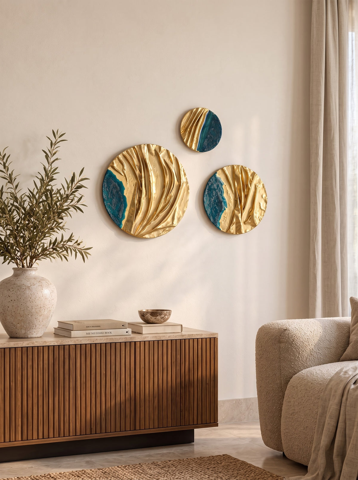 Modern Textured Circular Wall Art Set