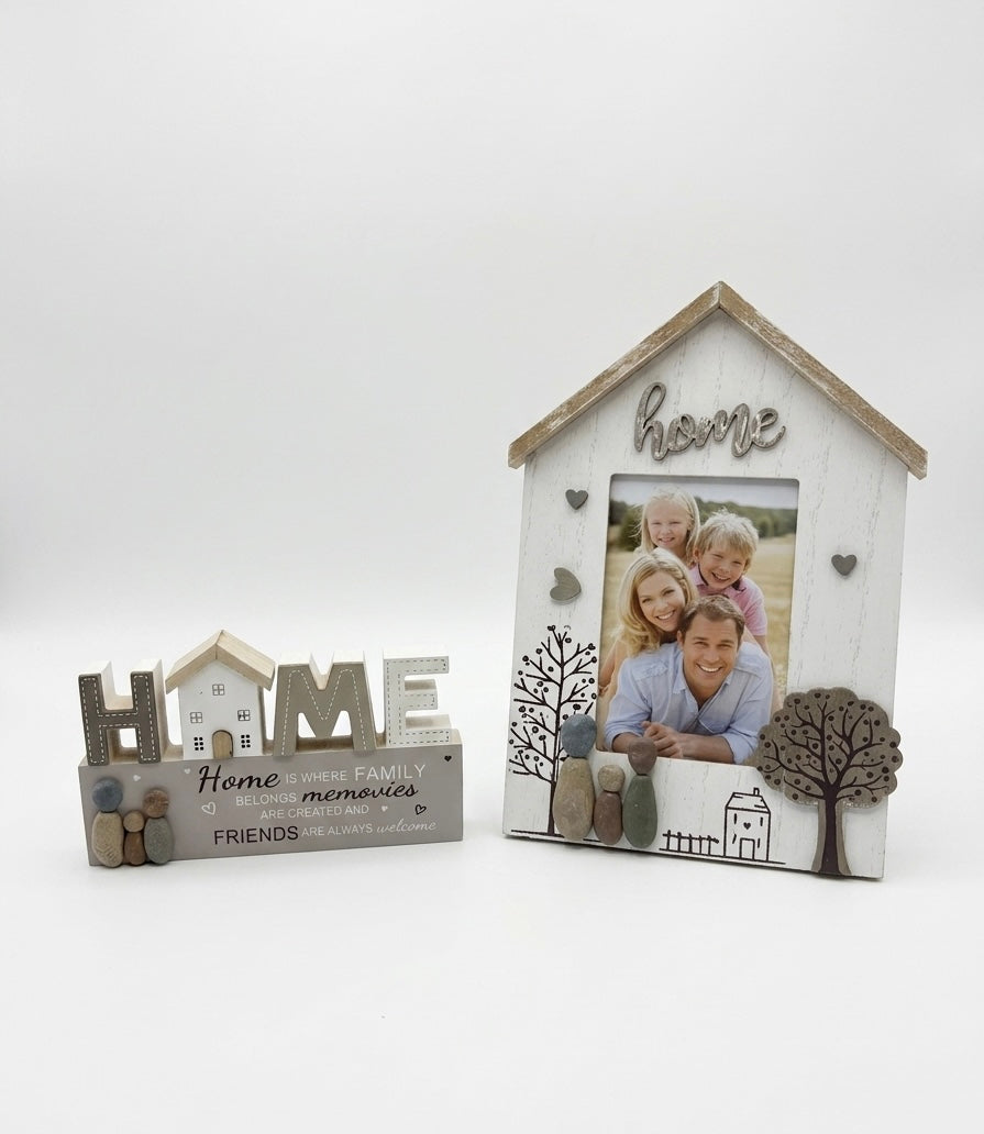 Rustic "Home" Table Decor & Photo Frame Set