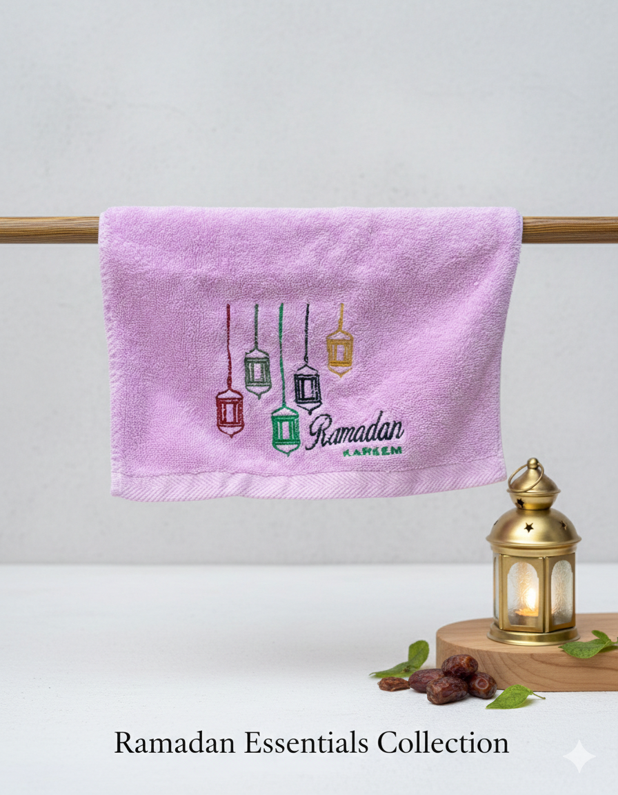Ramadan Elegance: Embroidered Cotton Hand Towel