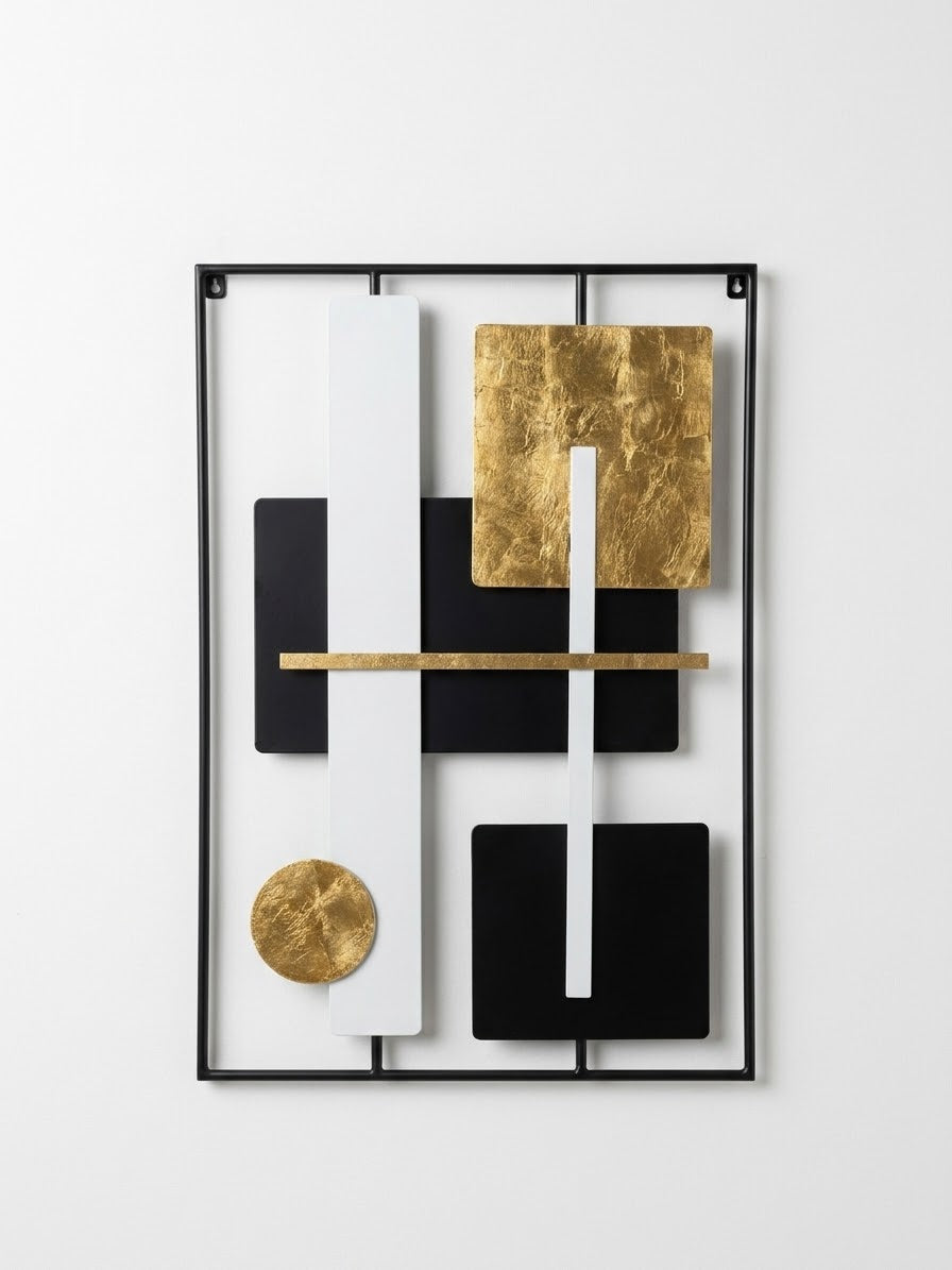 Golden Geometry Wall Art – Black & Gold | 40 × 60 cm