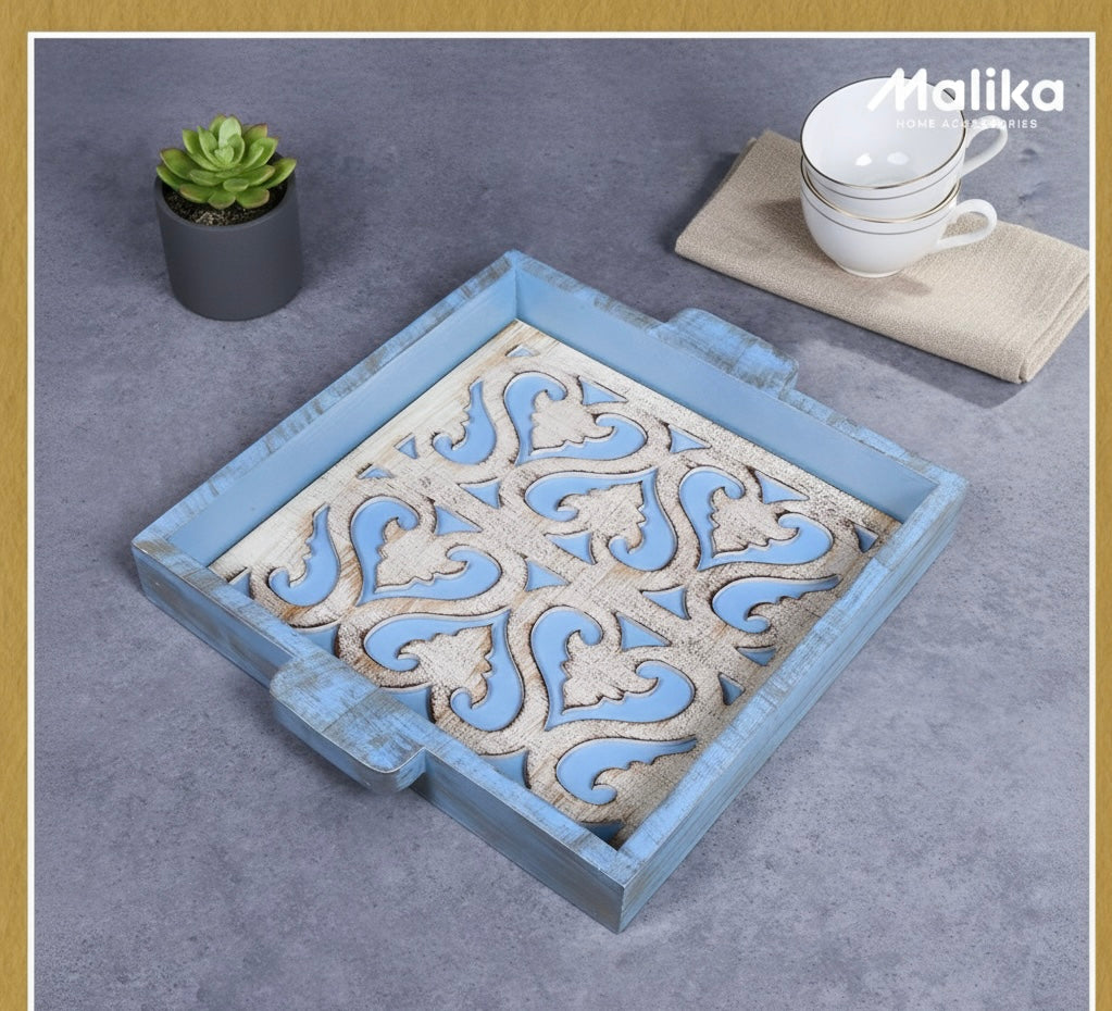Arabesque Distressed Wooden Tray