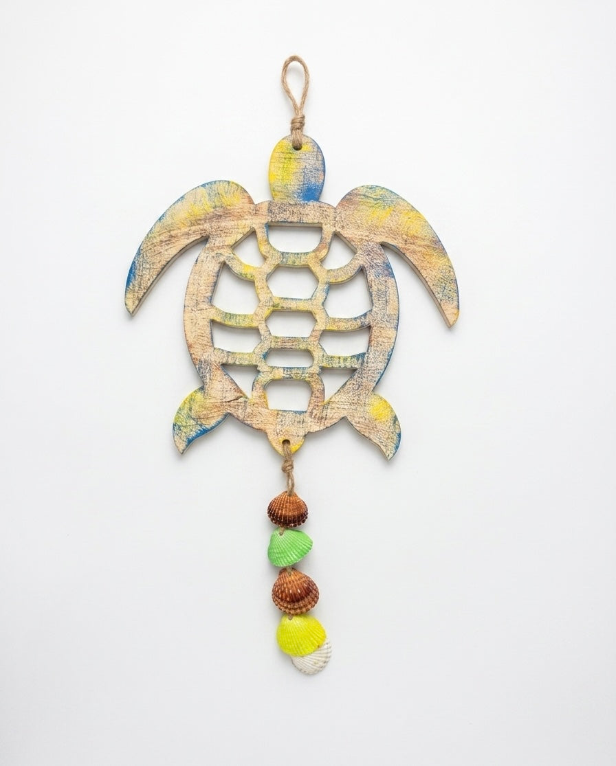 Artisanal Hand-Painted Sea Turtle Wall Decor