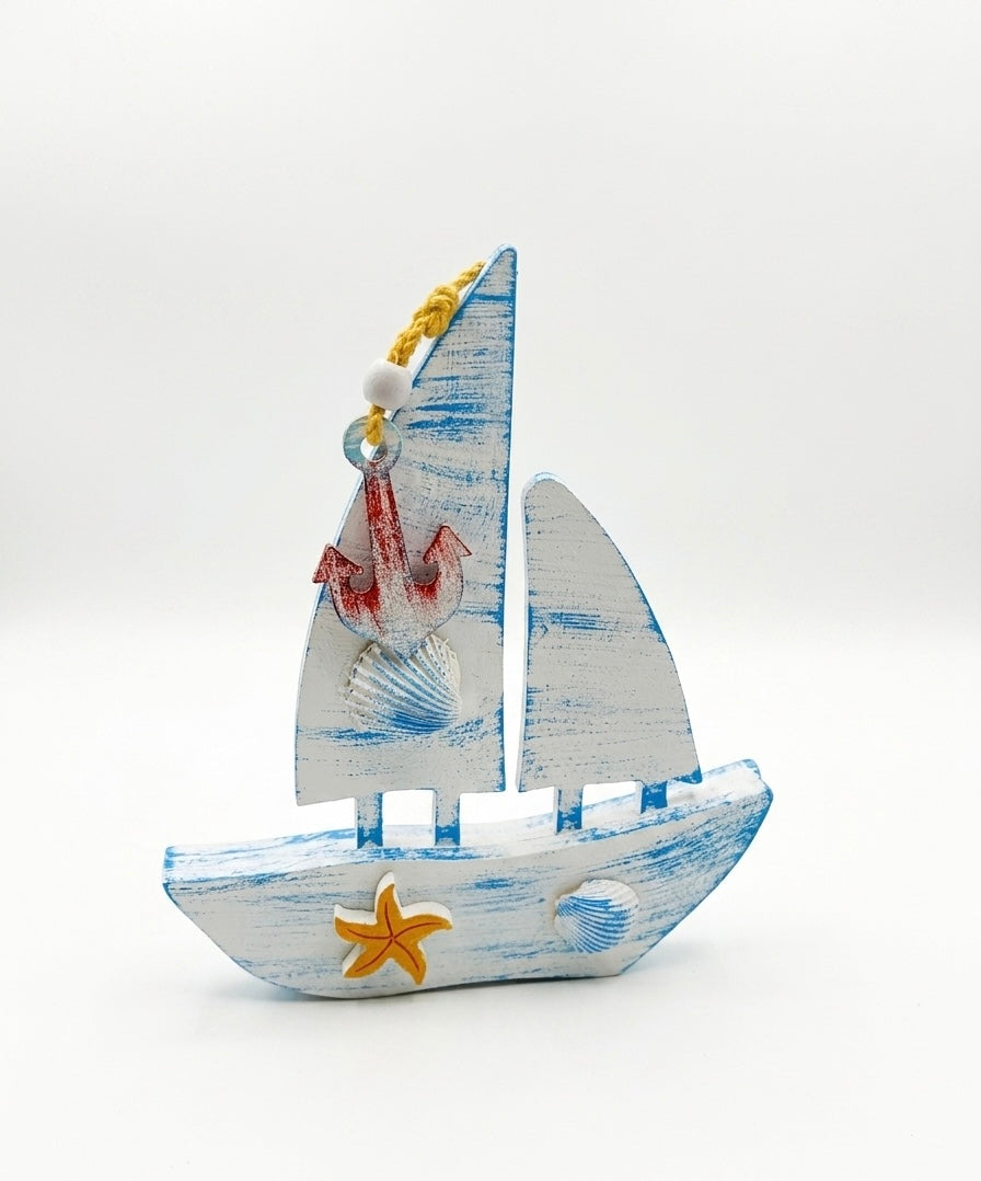 Nautical Wooden Sailboat Decor (30x25 cm)