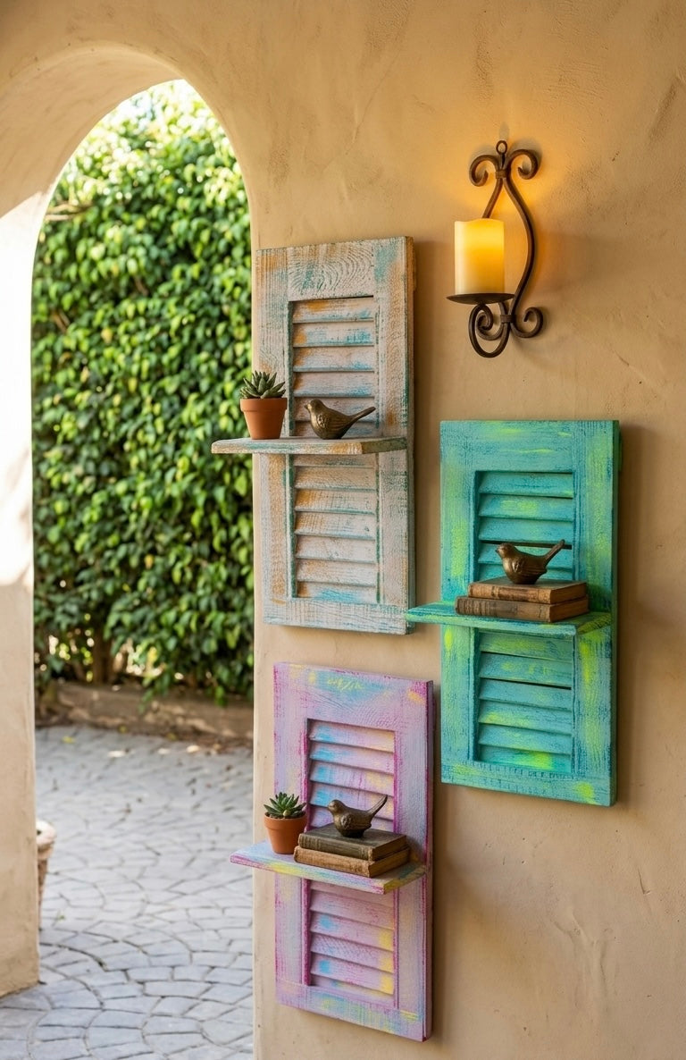Rustic Shutter Wall Shelf (50x30 cm)