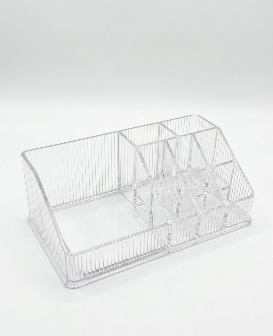Clear Ribbed Vanity & Makeup Organizer