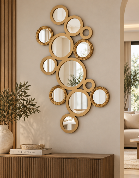 Golden Circles Statement Wall Mirror