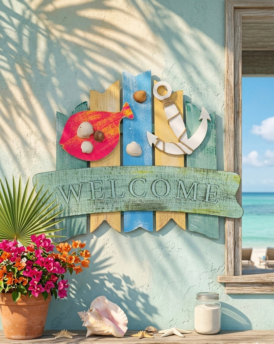 Artisanal Nautical Welcome Wall Art