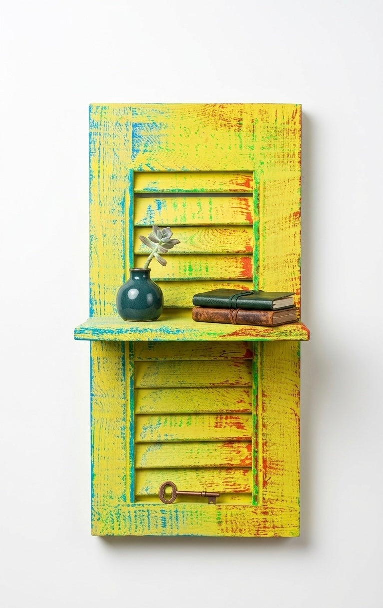 Rustic Shutter Wall Shelf (50x30 cm)