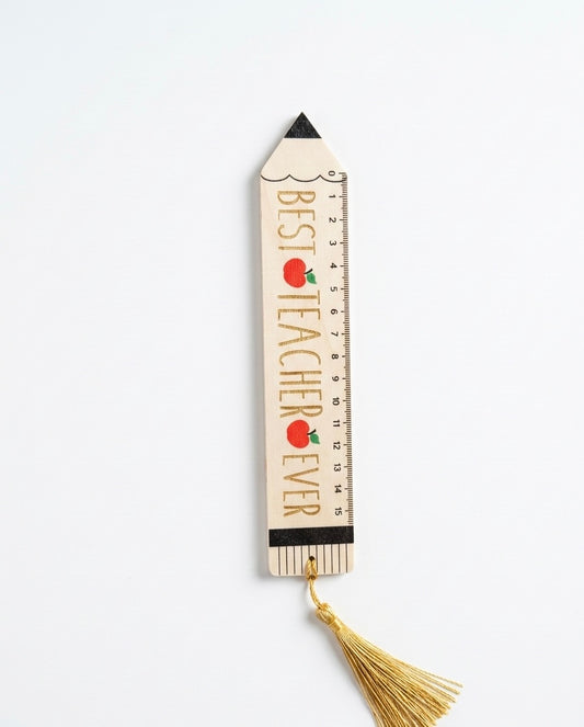 Bookmark Ruler with Gold Tassel | "Best Teacher Ever"