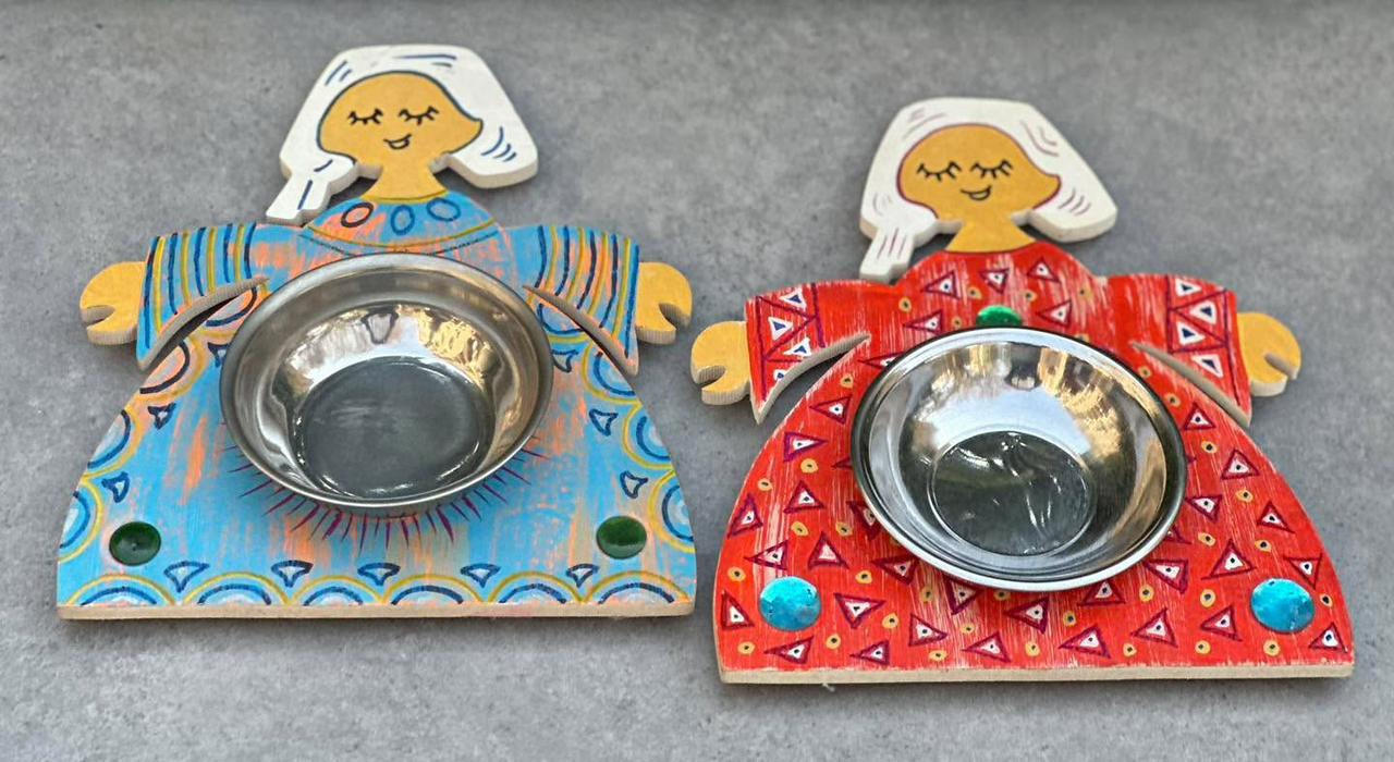 Whimsical Folk Art Serving Tray Set
