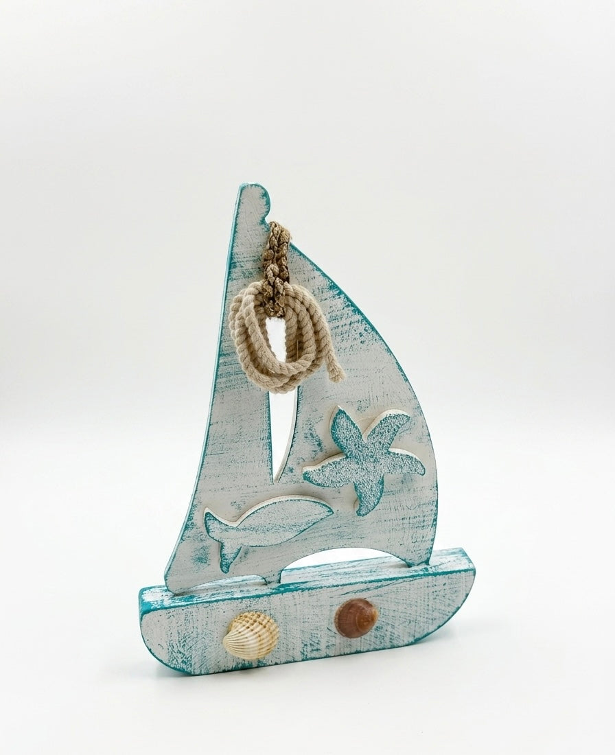 Nautical Wooden Sailboat Decor (30x25 cm)