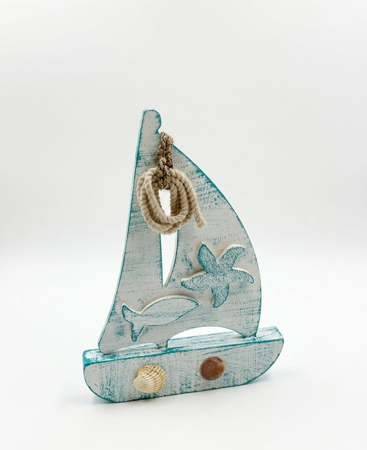 Nautical Wooden Sailboat Decor (30x25 cm)