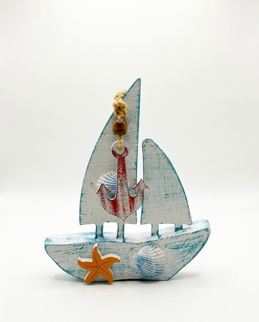 Nautical Wooden Sailboat Decor (30x25 cm)