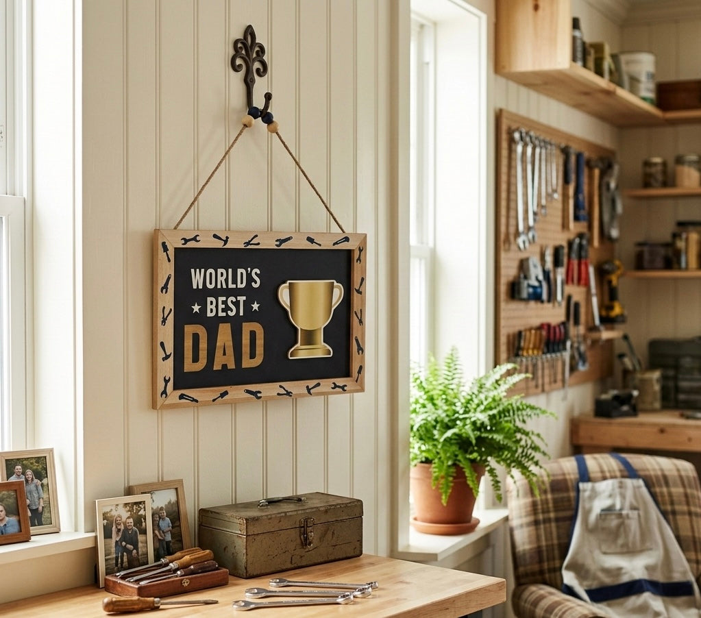 "World's Best Dad" #1 Trophy Framed Sign