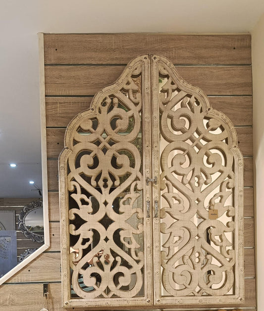 Mirrored Arabesque Hand-Carved Wall Art