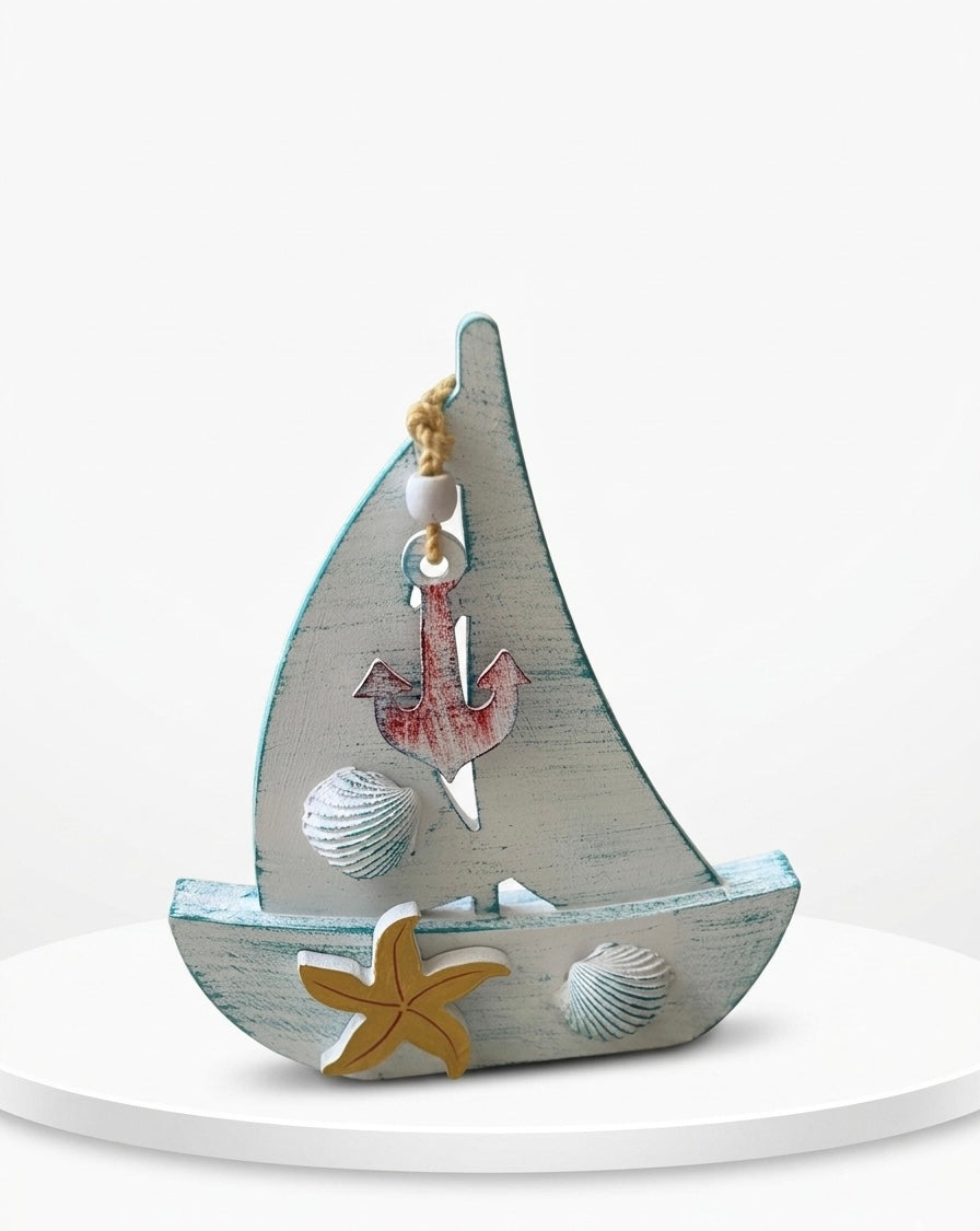 Nautical Wooden Sailboat Decor (30x25 cm)