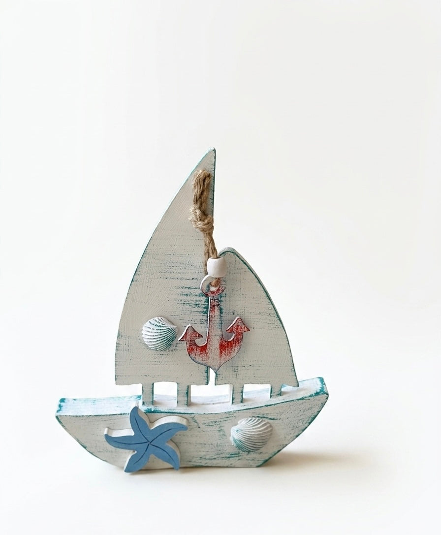 Nautical Wooden Sailboat Decor (30x25 cm)