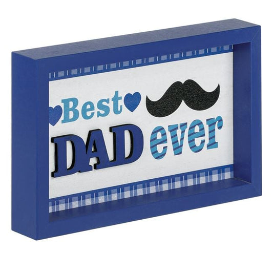 "Best Dad Ever" Blue Wooden Shadow Box Sign