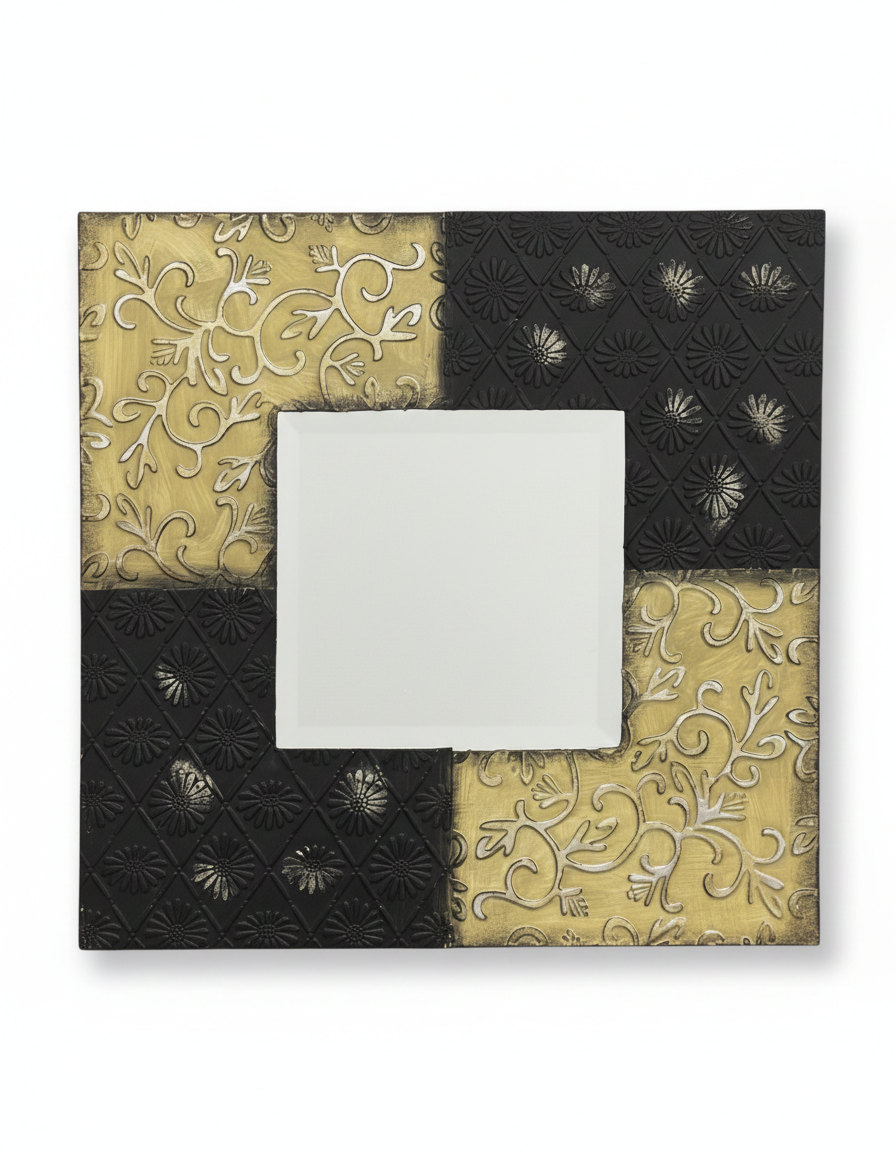 Artisan Arabesque Wall Mirror | Hand-Carved Dual-Tone Design