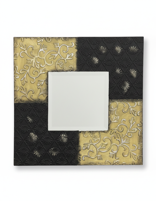 Artisan Arabesque Wall Mirror | Hand-Carved Dual-Tone Design