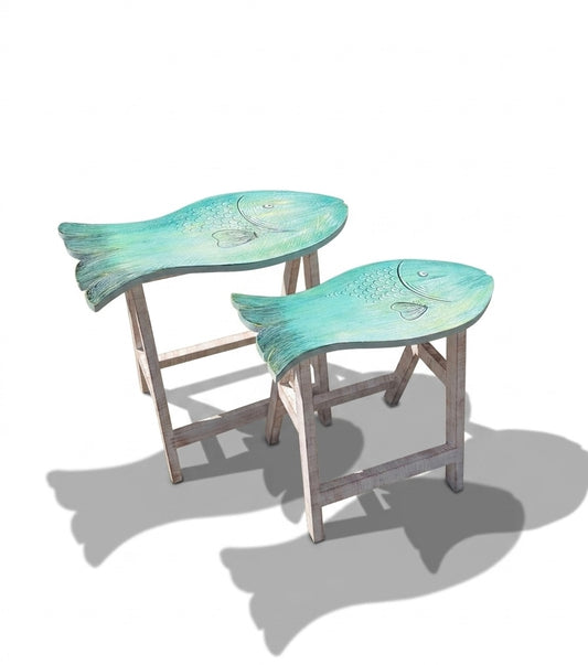 Nautical Nested Side Tables – Fish-Shaped Accent Trio (Set of 2)