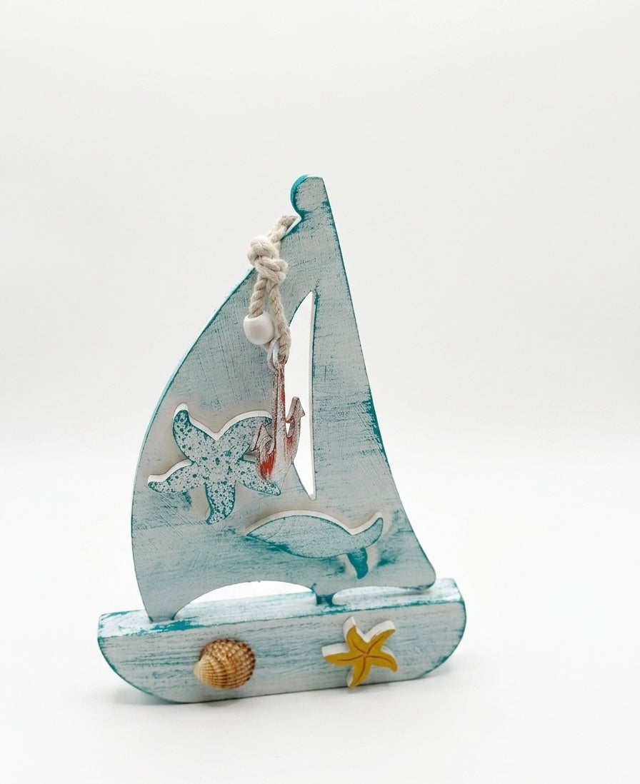 Nautical Wooden Sailboat Decor (30x25 cm)