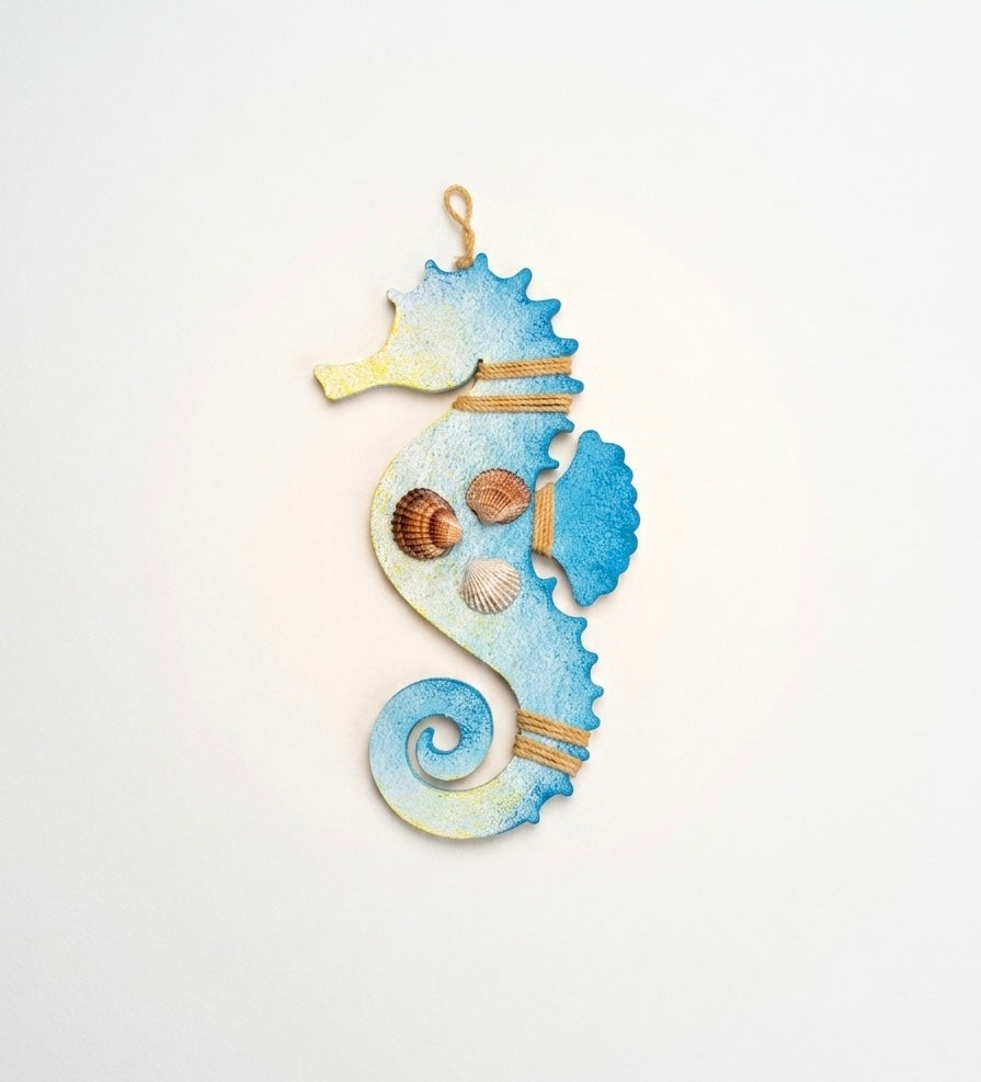 Artisanal Hand-Painted Seahorse Wall Art