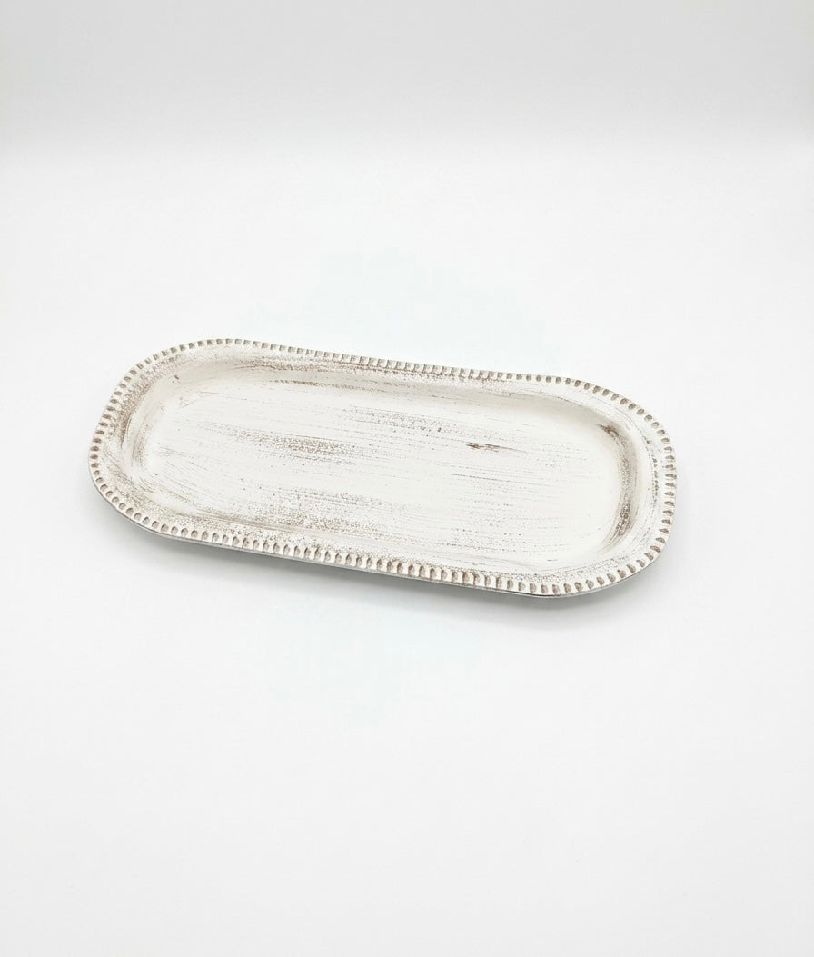 Vintage Chic Distressed Beaded Tray