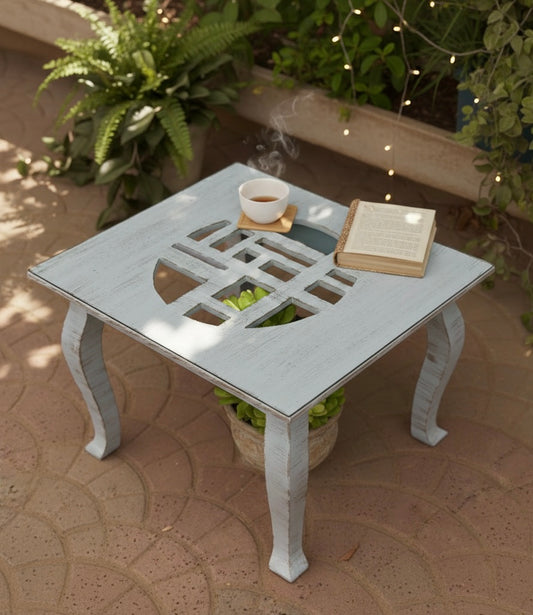 Distressed Wood Geometric Coffee Table