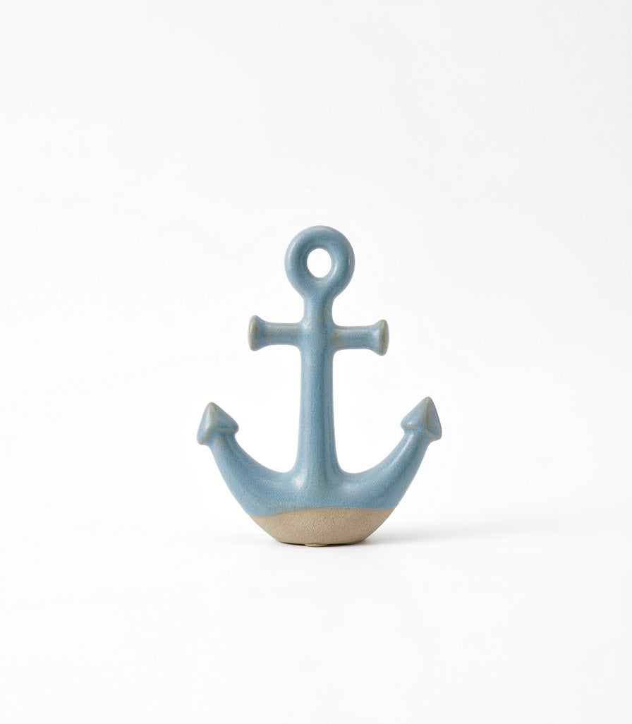 Artisanal Ceramic Anchor Decorative Ornament