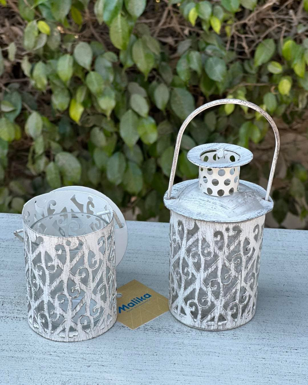 Vintage White Iron Lanterns