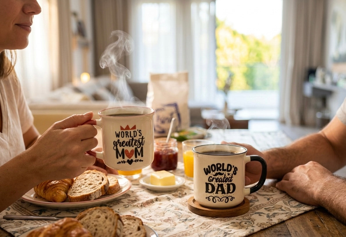 World’s Greatest Mom & Dad Premium Ceramic Mug Set – 2-Piece Gift Bundle
