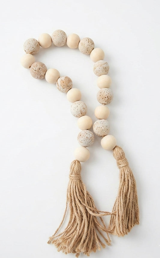 Artisanal Stone & Wood Decorative Garland