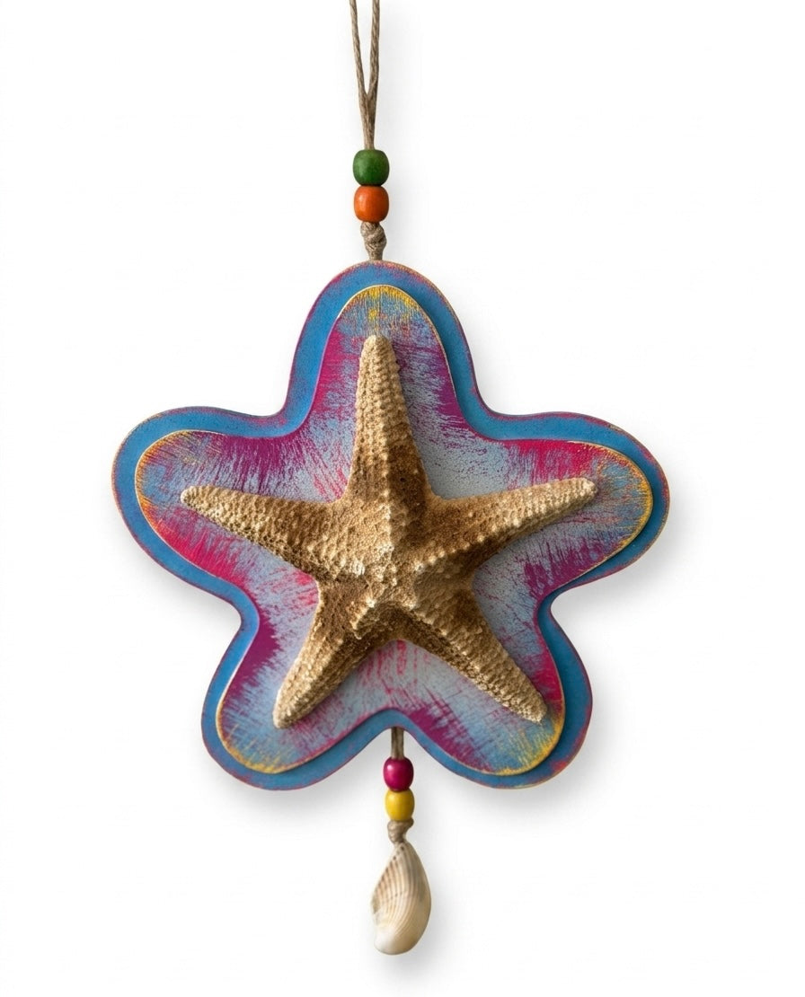 Handcrafted Coastal Starfish Boho Wall Hanging