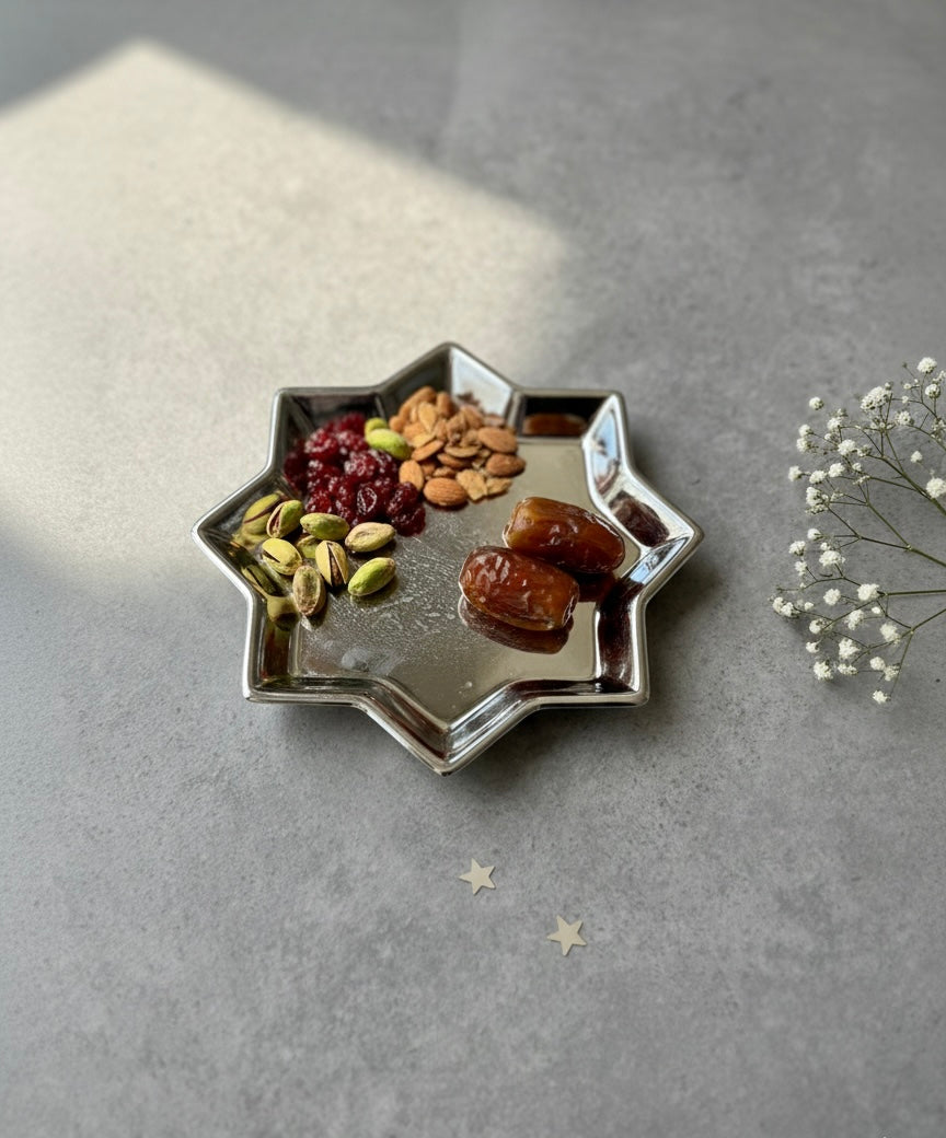 Elegant 8-Pointed Star Chrome Decorative Tray