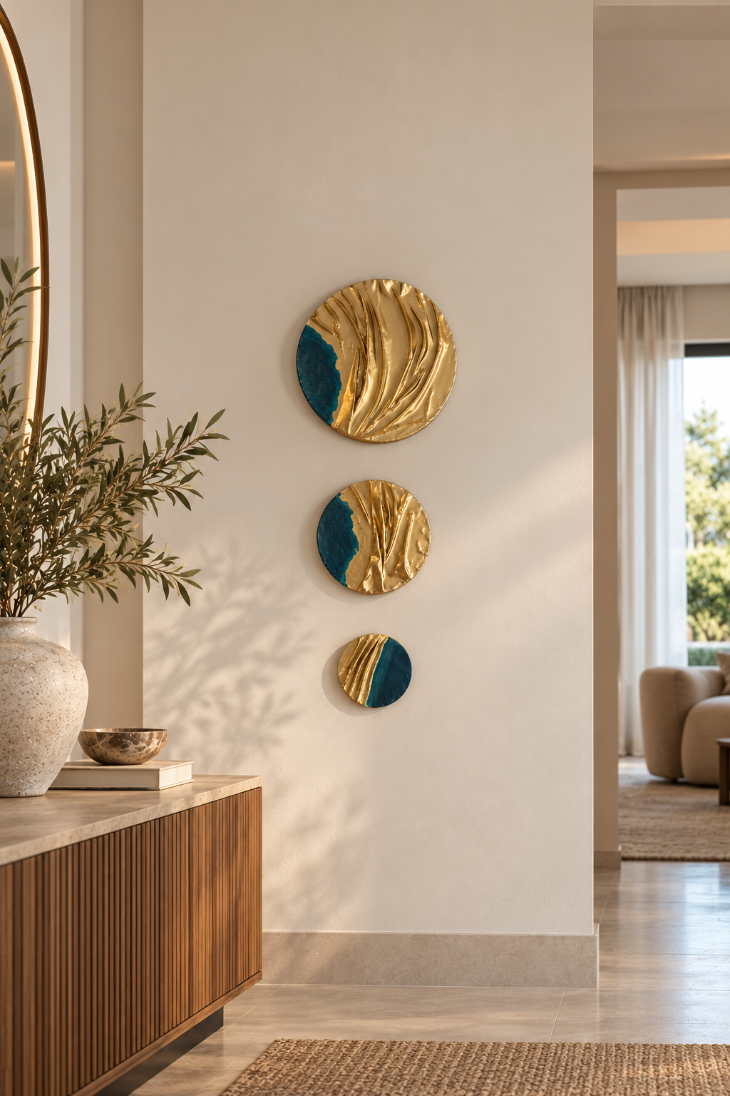 Modern Textured Circular Wall Art Set