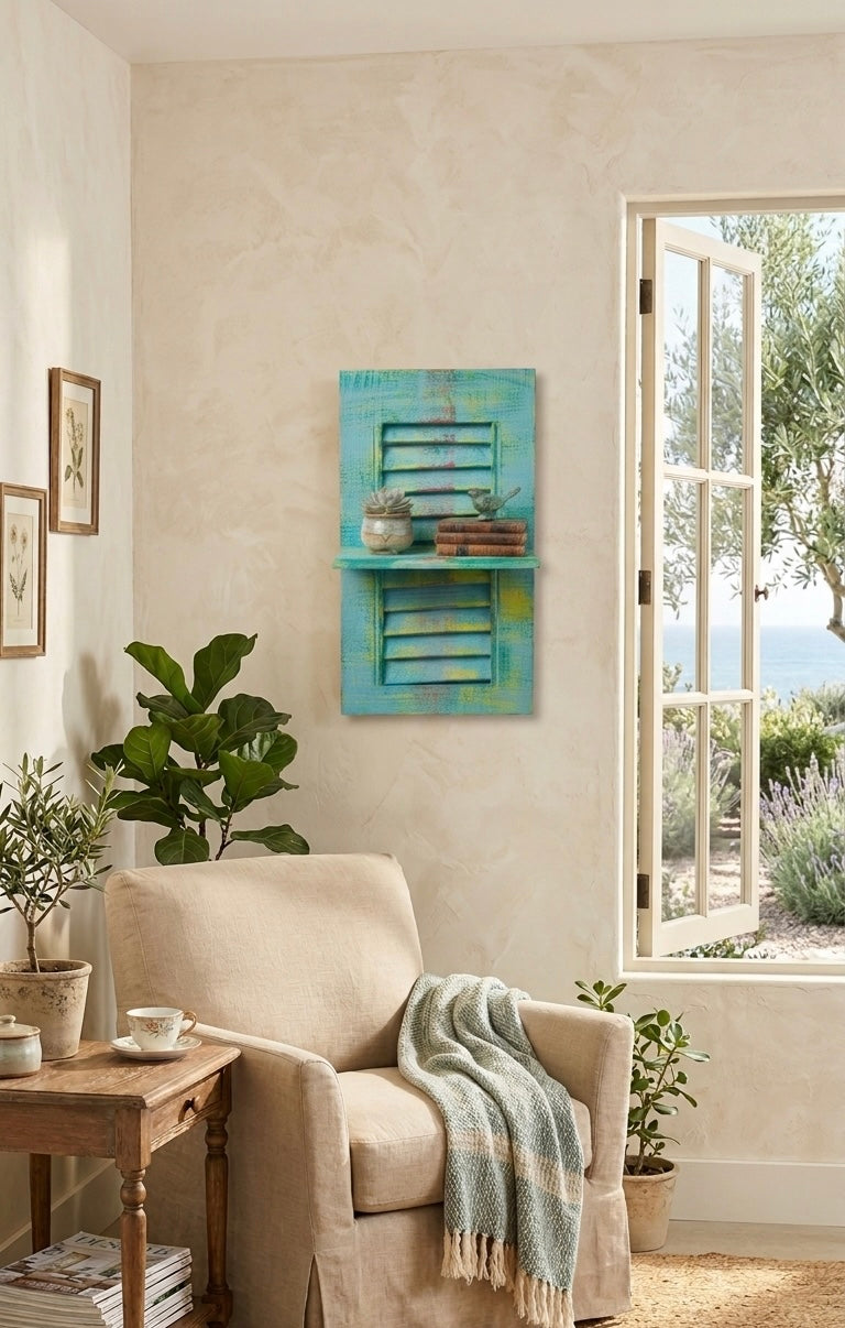 Rustic Shutter Wall Shelf (50x30 cm)