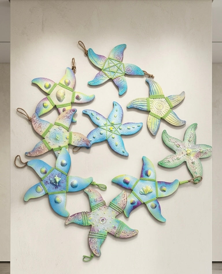 Artisanal Hand-Painted Starfish Wall Decor